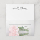 Reflektieren des Blus Pink Rose Elegant Hochzeitst Platzkarte (Außenseite Aufgefaltet)