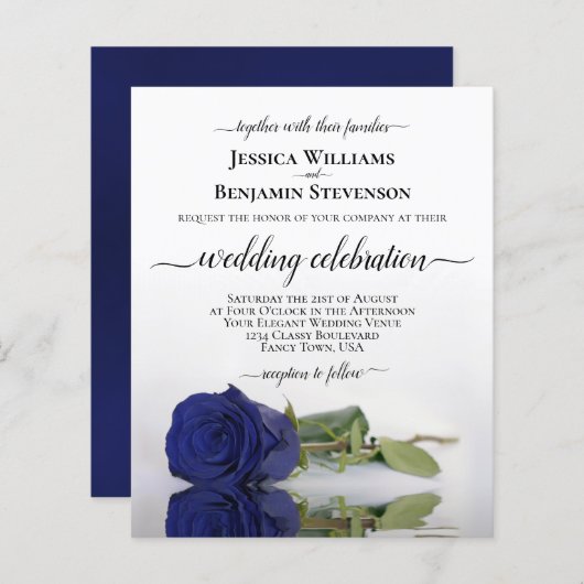 Reflektieren des Navy Blue Rose HAUSHALT Hochzeit  (Vorne/Hinten)