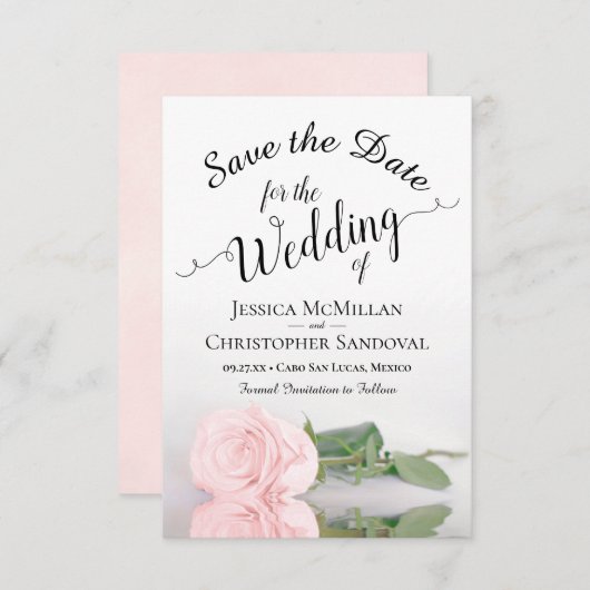 Reflektieren Rosa Rosa Romantische Hochzeit Save The Date (Vorne/Hinten)