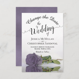 Reflektieren von dusty Lila Rose Change Wedding Pl Save The Date