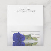 Reflektieren von Royal Blue Rose Wedding Write-In Platzkarte (Außenseite Aufgefaltet)