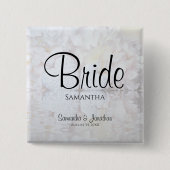 Reflektieren von White Hearts & Peonies Elegante B Button (Vorderseite)