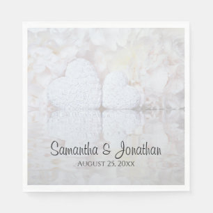 Reflektieren von White Hearts & Peonies Elegante H Serviette