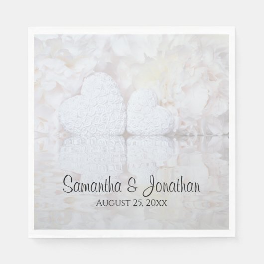 Reflektieren von White Hearts & Peonies Elegante H Serviette (Vorderseite)