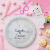 Reflektieren von White Hearts Romantische Hochzeit Pappteller (Party)