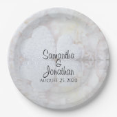 Reflektieren von White Hearts Romantische Hochzeit Pappteller (Vorderseite)