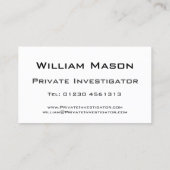 Reflektierend - Privatdetektiv - Visitenkarte (Rückseite)