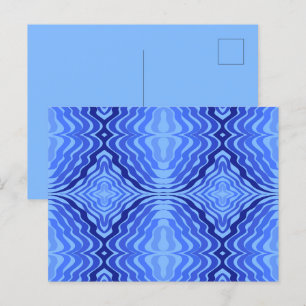 Reflektierende Blaue Wellen Moderne Abstrakte Desi Postkarte