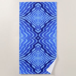 Reflektierende Blaue Wellen Moderne Abstrakte Desi Strandtuch