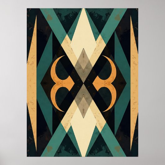 Reflektierende Diamant-Halbmond-Abstrakte Moderne Poster (Vorne)