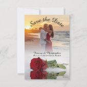Reflektierende Rote Rose Elegantes Hochzeitsfest F Save The Date (Vorderseite)