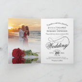 Reflektierende Rote Rose Elegantes romantisches Fo Einladung (Innenseite)