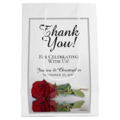 Reflektierende Rote Rose Hochzeit Vielen Dank Mittlere Geschenktüte (Rückseite)