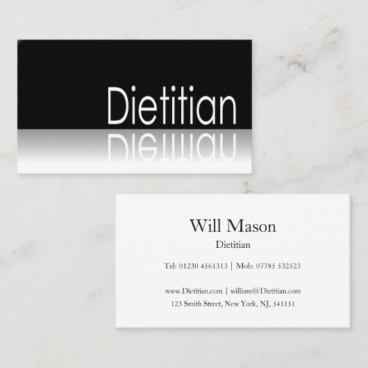 Reflektierender Text - Dietitian - Visitenkarte (Vorne/Hinten)