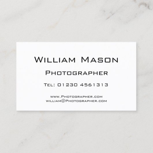 Reflektierender Text - Fotograf - Visitenkarte (Rückseite)
