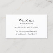 Reflektierender Text - Tontechniker - Visitenkarte (Rückseite)