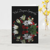 Reflektierendes weißes Lilies & Rote Rosen Beileid Karte (Gelbe Blume)