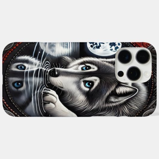 Reflektierendes Weißwolf-Design Case-Mate iPhone Hülle (Rückseite (Horizontal))