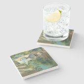 Reflektierte Bäume in Gewässern eines Kanals Steinuntersetzer (Seitenansicht)