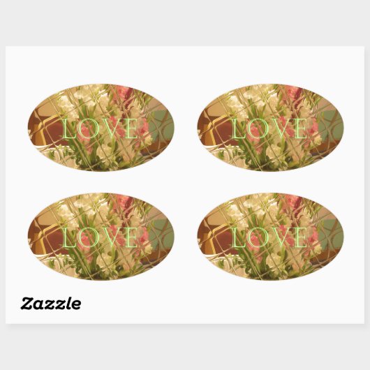 Reflektierte Blütenkunst Ovaler Aufkleber (Blatt)