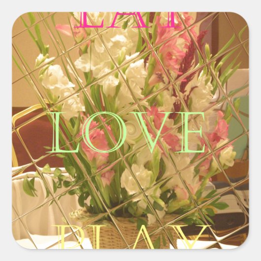 Reflektierte Blütenkunst Quadratischer Aufkleber (Vorderseite)