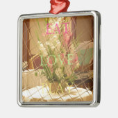 Reflektierte Blütenkunst Silbernes Ornament (Links)