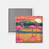 Reflektierte rosa Flamingos Magnet (Vorderseite/Rückseite)