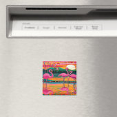 Reflektierte rosa Flamingos Magnet (In Situ (Geschirrspüler))