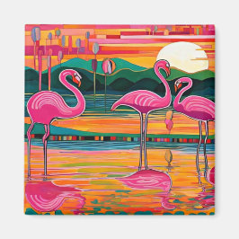 Reflektierte rosa Flamingos Magnet