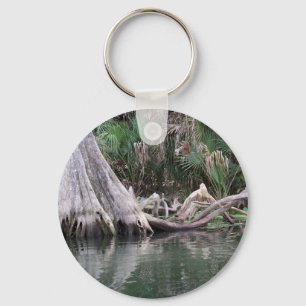 reflektierte Zypressenbaumknie Schlüsselanhänger