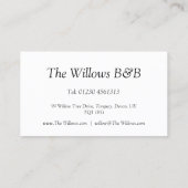 Reflektierter Text - Bed & Breakfast - Visitenkart Visitenkarte (Rückseite)