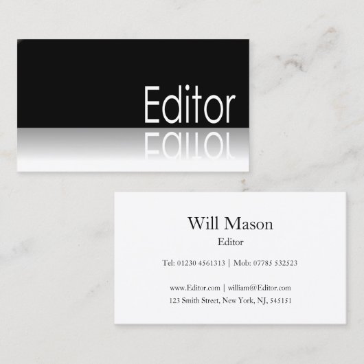 Reflektierter Text - Editor - Visitenkarte (Vorne/Hinten)