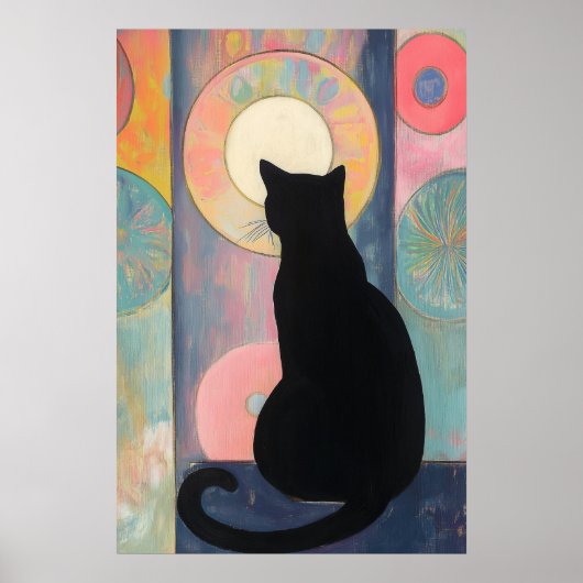 Reflektion der schwarzen Katze: Abstrakte Eleganz  Poster (Vorne)