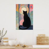 Reflektion der schwarzen Katze: Abstrakte Eleganz  Poster (Küche)