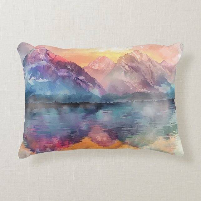 Reflektion der Wasserfarben - Kissengeflecht Dekokissen (Vorderseite)