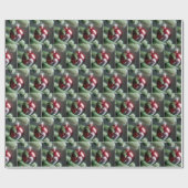 Reflektion der weißen Katze im Roten Ornament Geschenkpapier (Flach)