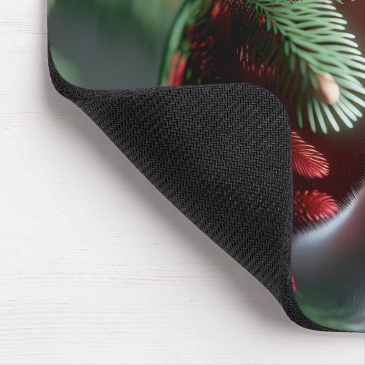 Reflektion der weißen Katze im Roten Ornament Mousepad (Ecke)