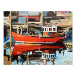 Reflektion des Bootes Fotodruck