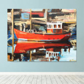 Reflektion des Bootes Leinwanddruck (Insitu (Holzboden))