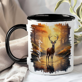 Reflektion des Hirsches im Herbst Tasse