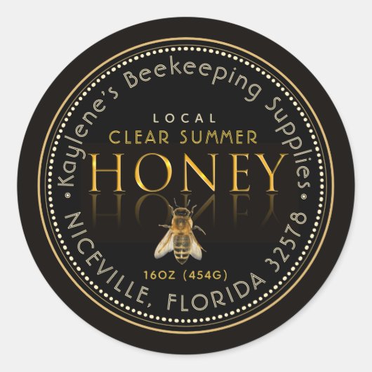 Reflektion des Honey-Labels mit Biene Runder Aufkleber (Vorderseite)