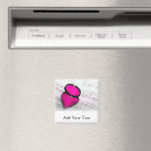Reflektion des rosa Herzens auf Notenblättern Magnet (In Situ (Geschirrspüler))