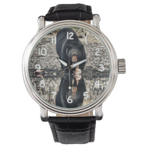 Reflektion des schwarzen Bären Armbanduhr