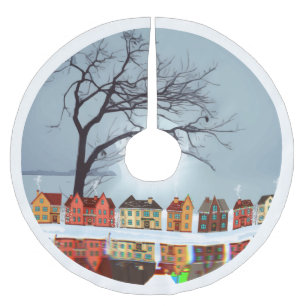 Reflektion des Sees Polster Tree Ski Polyester Weihnachtsbaumdecke