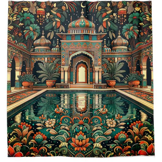 "Reflektion des Verzierten Palace Pool" Duschvorhang (Vorderseite)