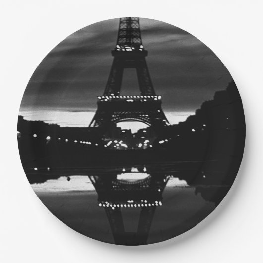 Reflektion des Vintagen Paris-Eiffel-Turms Pappteller (Vorderseite)