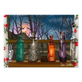 Reflektion | Farbige Glasvasen im Fenster Fotodruck