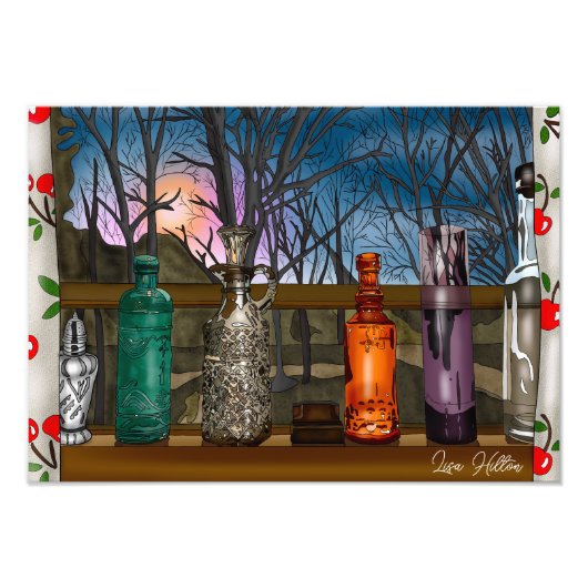 Reflektion | Farbige Glasvasen im Fenster Fotodruck (Vorne)