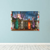 Reflektion | Farbige Glasvasen im Fensterbereich Leinwanddruck (Insitu (Holzboden))