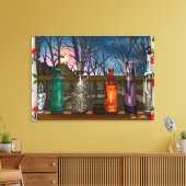 Reflektion | Farbige Glasvasen im Fensterbereich Leinwanddruck (Insitu (Wohnzimmer))